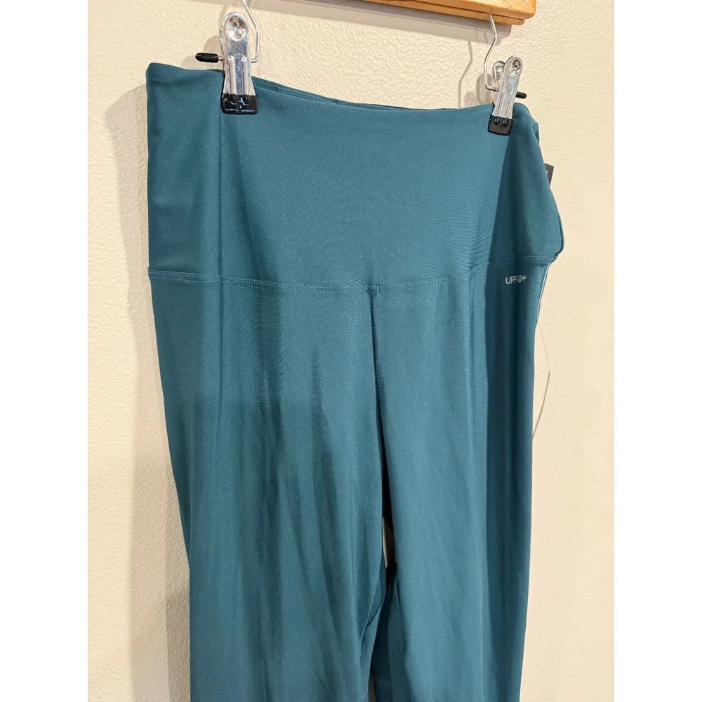 Nike Victory Luxe Swim Leggings‎ Women's S Dark Teal Stretch Swoosh Logo UPF 40+